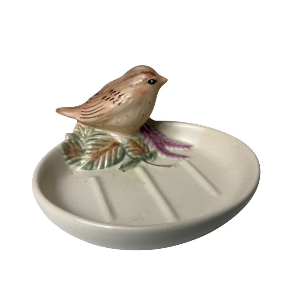Pfaltzgraff Naturewood Bird Soap Dish Ceramic Garden Sparrow Trinket Tray
